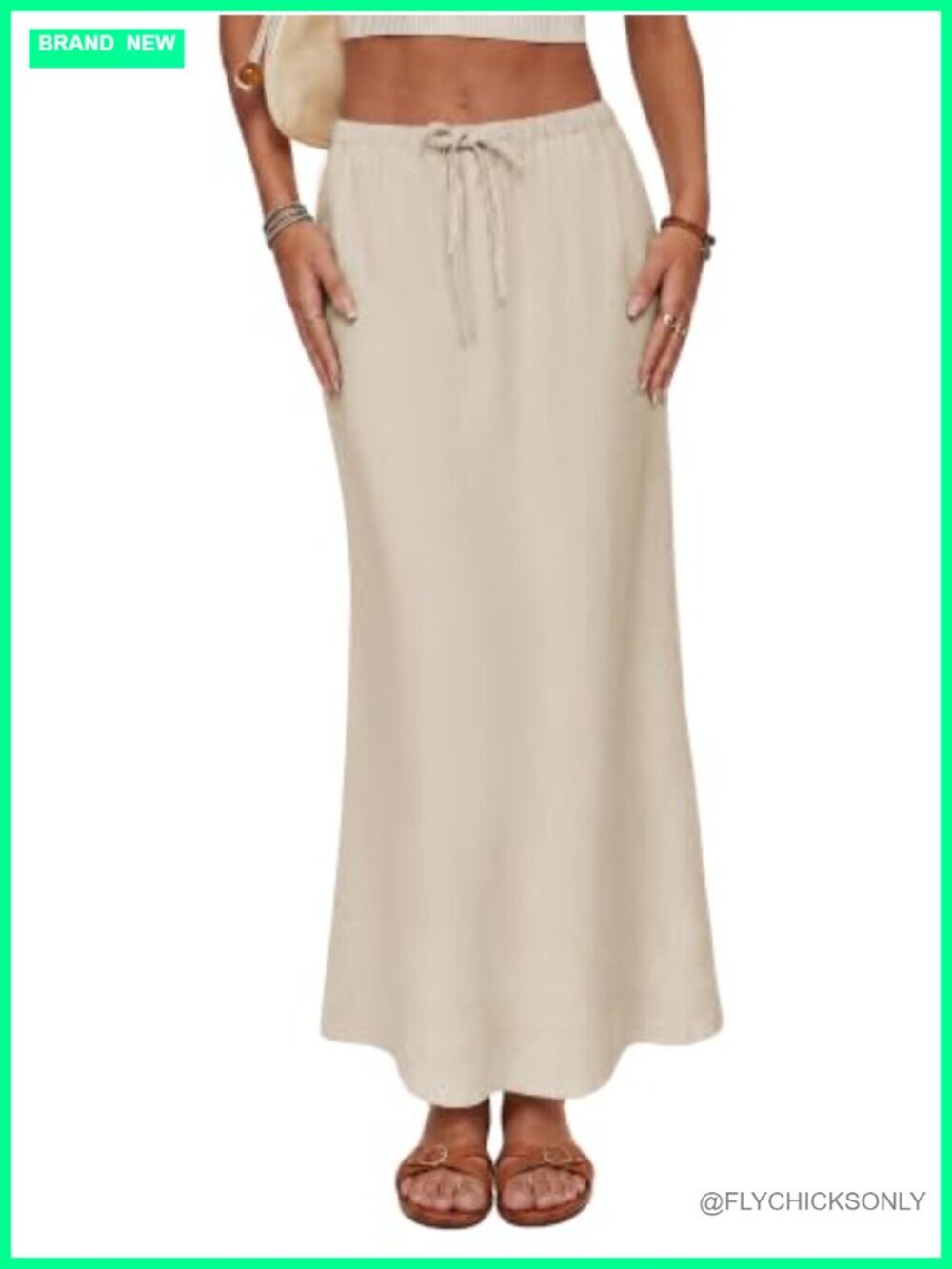 Linen Flared Maxi Skirt with Back Slit - Lightweight Long Flowy Ankle-Length